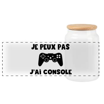 T-shirt je peux j'ai console,gaming, geek - Boîte à biscuits avec couvercle en bois - blanc - Devant
