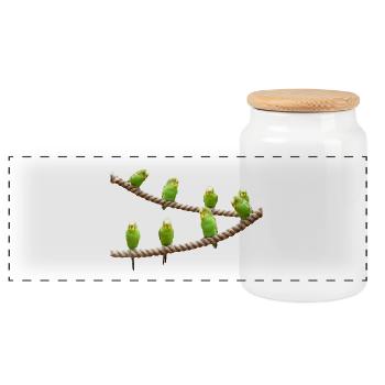 wellensttiche budgie birds voegel - Panorama Keksdose mit Holzdeckel - Weiß - Vorne