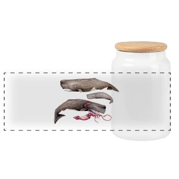 Sperm whales - Sperm whales - Cachalots - Panoramic Cookie Jar with Wooden Lid - white - Front