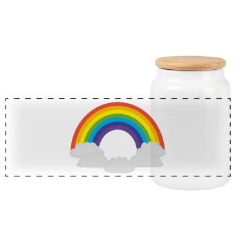 regenbogen sonne wolken wetter rainbow sun cloud38 - Panorama Keksdose mit Holzdeckel - Weiß - Vorne
