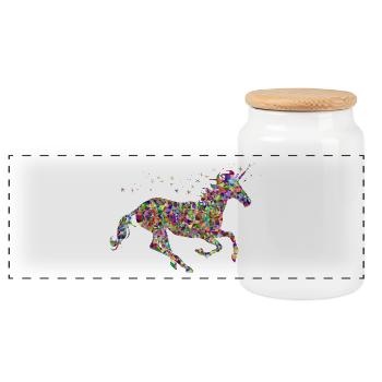 licorne - Boîte à biscuits avec couvercle en bois - blanc - Devant