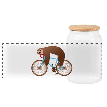 Faultier T-Shirt Geschenk Idee Geburtstag Lustig - Panorama Keksdose mit Holzdeckel - Weiß - Vorne