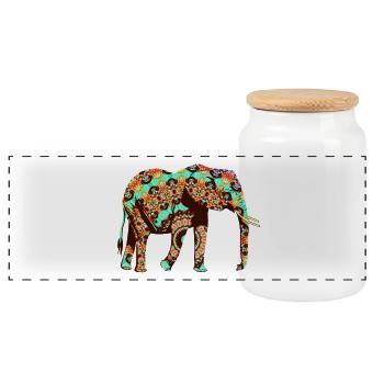Indischer Elefant Mandala Muster - Panorama Keksdose mit Holzdeckel - Weiß - Vorne
