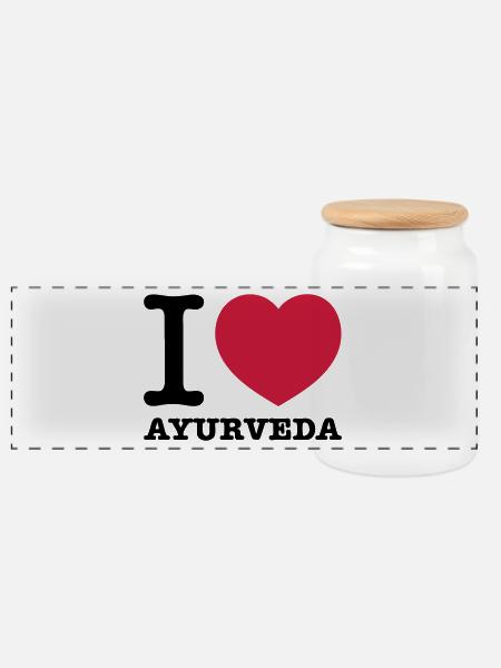 i love Ayurveda - Panorama Keksdose mit Holzdeckel - Weiß
