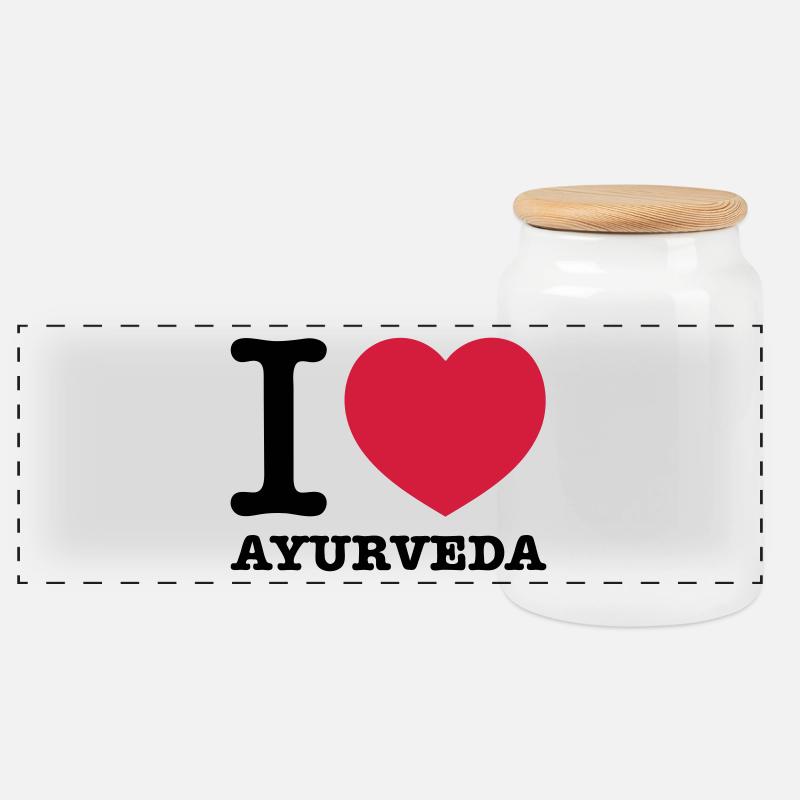 i love Ayurveda - Panorama Keksdose mit Holzdeckel - Weiß