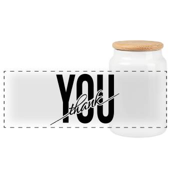 Thank You Thank you Thank you gift - Panoramic Cookie Jar with Wooden Lid - white - Front