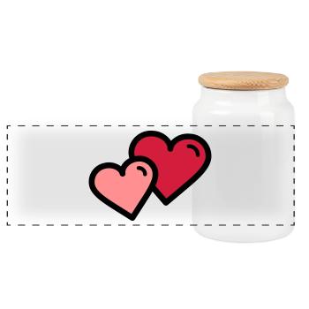 Valentine's Heart: Double Heart - Panoramic Cookie Jar with Wooden Lid - white - Front