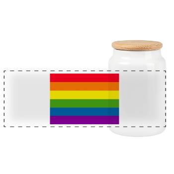 Gay Pride Flag - Panoramic Cookie Jar with Wooden Lid - white - Front