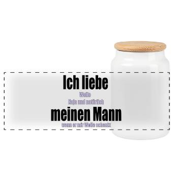 J'aime mon mari laine tricoter crochet à coudre - Boîte à biscuits avec couvercle en bois - blanc - Devant