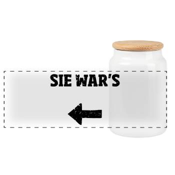She was the partner shirt - Panoramic Cookie Jar with Wooden Lid - white - Front