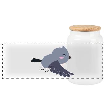 Süßer Vogel Geschenkidee - Panorama Keksdose mit Holzdeckel - Weiß - Vorne