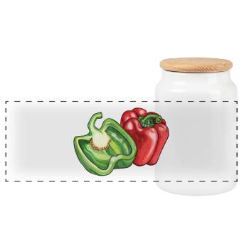 paprika - Panoramic Cookie Jar with Wooden Lid - white - Front