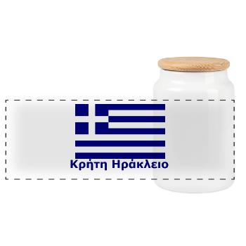Crète Iraklion Héraklion - Boîte à biscuits avec couvercle en bois - blanc - Devant