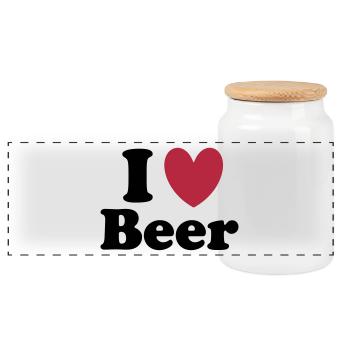 Beer - Panoramic Cookie Jar with Wooden Lid - white - Front
