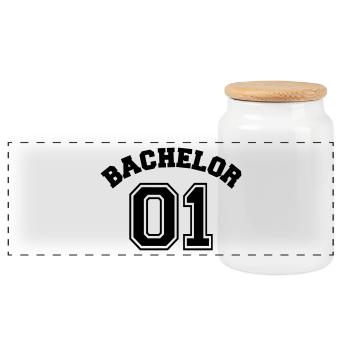 Bachelor 01 - junggesellenaschied - Panorama Keksdose mit Holzdeckel - Weiß - Vorne