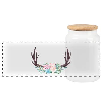wreath_77A - Panoramic Cookie Jar with Wooden Lid - white - Front