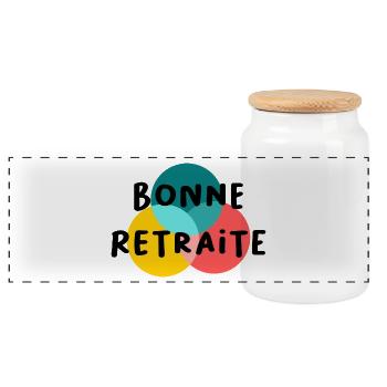 RETRAITE. BONNE RETRAITE. JOYEUSE RETRAITE - Boîte à biscuits avec couvercle en bois - blanc - Devant