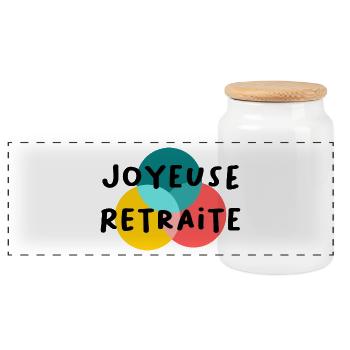 RETRAITE. BONNE RETRAITE. JOYEUSE RETRAITE - Boîte à biscuits avec couvercle en bois - blanc - Devant