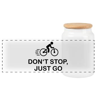 Bicycle - Panoramic Cookie Jar with Wooden Lid - white - Front