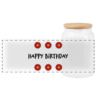 JAHRESTAG. ALLES GUTE ZUM GEBURTSTAG!. ALLES GUTE ZUM GEBURTSTAG!. - Panorama Keksdose mit Holzdeckel - Weiß - Vorne