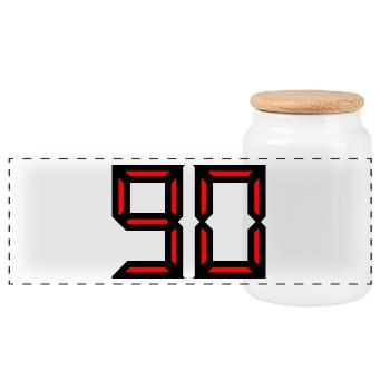 90 YEARS. 90TH ANNIVERSARY. BIRTHDAY 90 YEARS. 90 - Panoramic Cookie Jar with Wooden Lid - white - Front