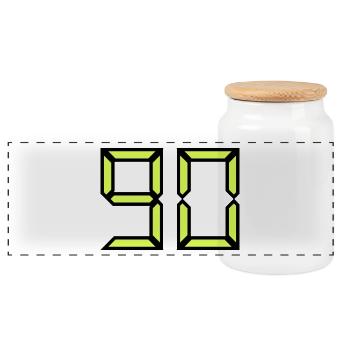 90 YEARS. 90TH ANNIVERSARY. BIRTHDAY 90 YEARS. 90 - Panoramic Cookie Jar with Wooden Lid - white - Front