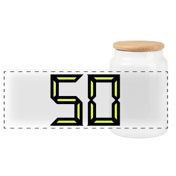 50. 50 YEARS. 50th ANNIVERSARY. BIRTHDAY 50 YEARS. - Panoramic Cookie Jar with Wooden Lid - white - Front