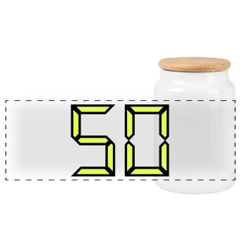 50. 50 YEARS. 50th ANNIVERSARY. BIRTHDAY 50 YEARS. - Panoramic Cookie Jar with Wooden Lid - white - Front