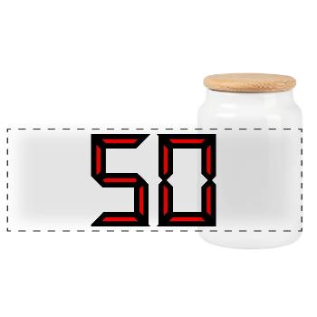 50. 50 YEARS. 50th ANNIVERSARY. BIRTHDAY 50 YEARS. - Panoramic Cookie Jar with Wooden Lid - white - Front