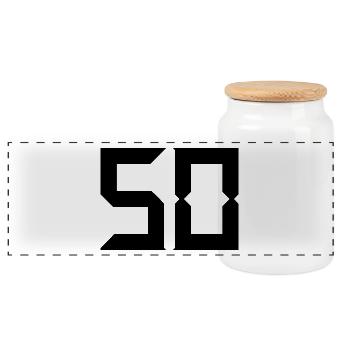 50 YEARS. 50th ANNIVERSARY. BIRTHDAY 50 YEARS. 50 - Panoramic Cookie Jar with Wooden Lid - white - Front