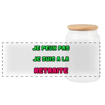 RETRAITE. RETRAITE. RETRAITEE. SENIOR. MAMIE. PAPY - Boîte à biscuits avec couvercle en bois - blanc - Devant