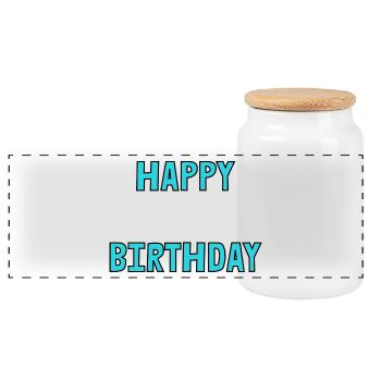 HAPPY BIRTHDAY. JOYEUX ANNIVERSAIRE. ANNIVERSAIRE. - Boîte à biscuits avec couvercle en bois - blanc - Devant