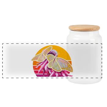 Butterfly Couple - Sonja Ariel von Staden - Panoramic Cookie Jar with Wooden Lid - white - Front