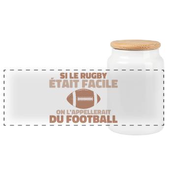 If rugby was easy - Panoramic Cookie Jar with Wooden Lid - white - Front