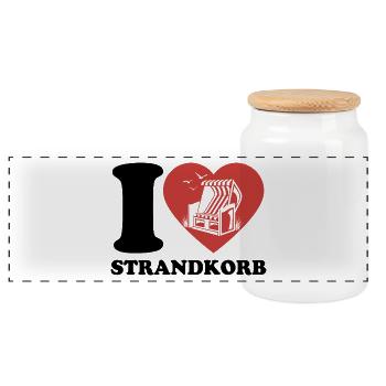 I Love Beach Chair - Heart - Hobby - Panoramic Cookie Jar with Wooden Lid - white - Front