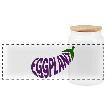 aubergine - Logo de légume cool - Boîte à biscuits avec couvercle en bois - blanc - Devant