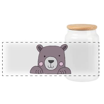 Tête d’ours mignonne - Boîte à biscuits avec couvercle en bois - blanc - Devant