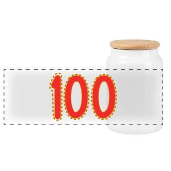 100. 100 YEARS. 100th ANNIVERSARY. BIRTHDAY 100 - Panoramic Cookie Jar with Wooden Lid - white - Front