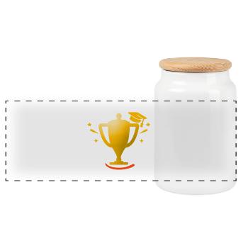 cup - Panoramic Cookie Jar with Wooden Lid - white - Front