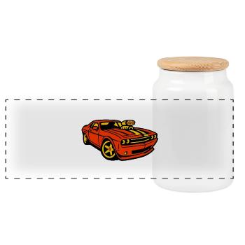 Muscle Car - Panorama Keksdose mit Holzdeckel - Weiß - Vorne