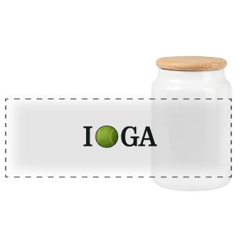 Tennis Ball I love IGA - Panoramic Cookie Jar with Wooden Lid - white - Front