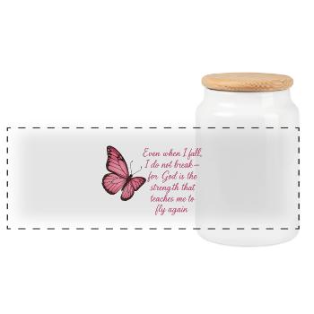 Inspiration papillon foi citation design - Boîte à biscuits avec couvercle en bois - blanc - Devant