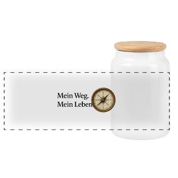 Mein_Weg_Mein_Leben - Panoramic Cookie Jar with Wooden Lid - white - Front