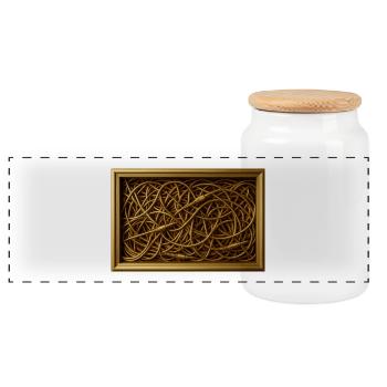 Gold Swirls of Cables - Panoramic Cookie Jar with Wooden Lid - white - Front