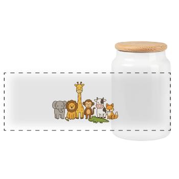 Cute Safari Animal Lovers - Panoramic Cookie Jar with Wooden Lid - white - Front