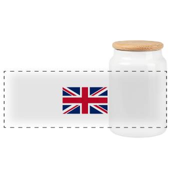 Stilisierte Flaggenkreuzdiagonalen UK - Panorama Keksdose mit Holzdeckel - Weiß - Vorne
