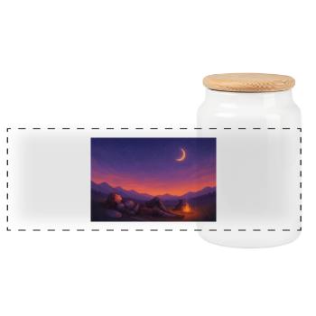 Chevalier de la nuit au clair de lune au coin du feu - Boîte à biscuits avec couvercle en bois - blanc - Devant