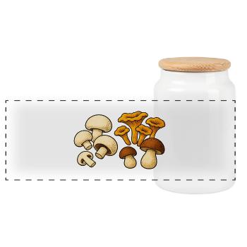 Waldpilze Mix Illustration - Panorama Keksdose mit Holzdeckel - Weiß - Vorne