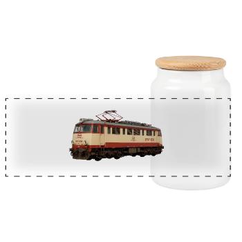 Locomotive PKP EP07-1066 railway train trains pkp - Panoramic Cookie Jar with Wooden Lid - white - Front