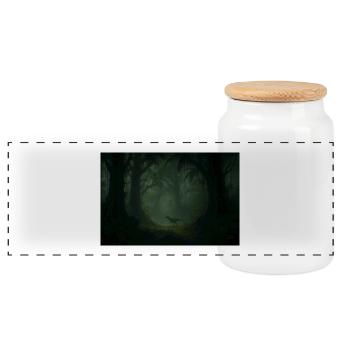 Dino dans la forêt de nuages - Boîte à biscuits avec couvercle en bois - blanc - Devant